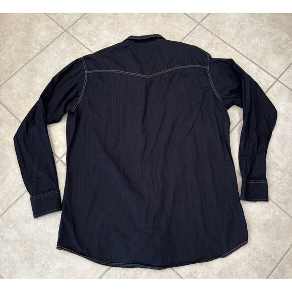 Wrangler Retro Premium Shirt Men's 3XT Snap Button Down Black Striped Western - Picture 3 of 8